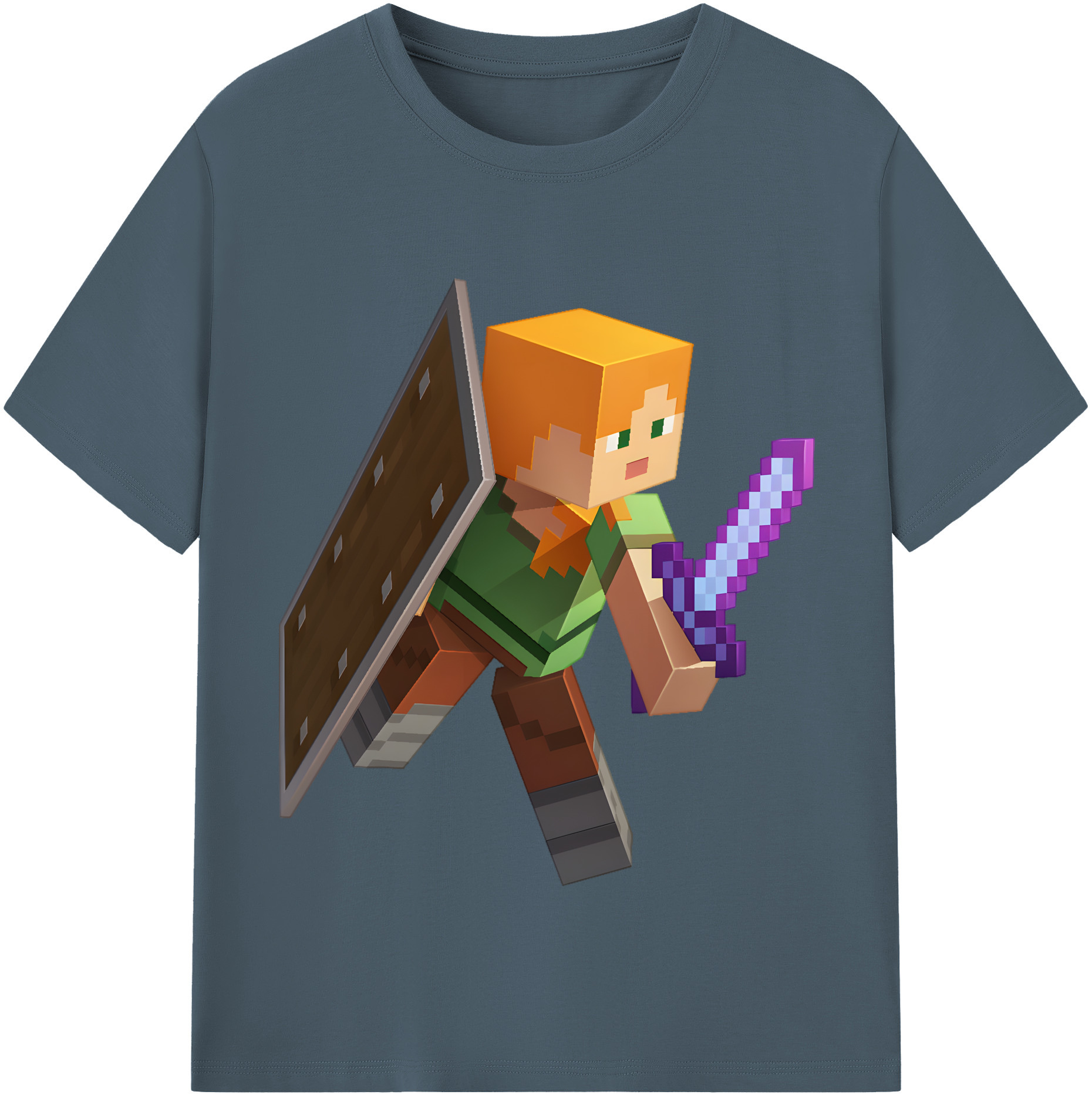 （画像用） マインクラフト ブロックの世界 Minecraft MC Block world 綿100％半袖Tシャツ（フロントプリント）